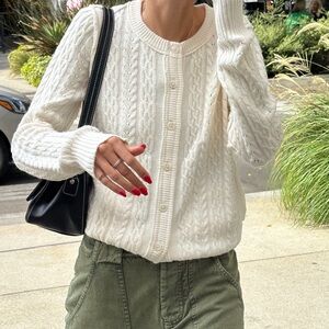 We The Free Cream Cable Knit Cardigan